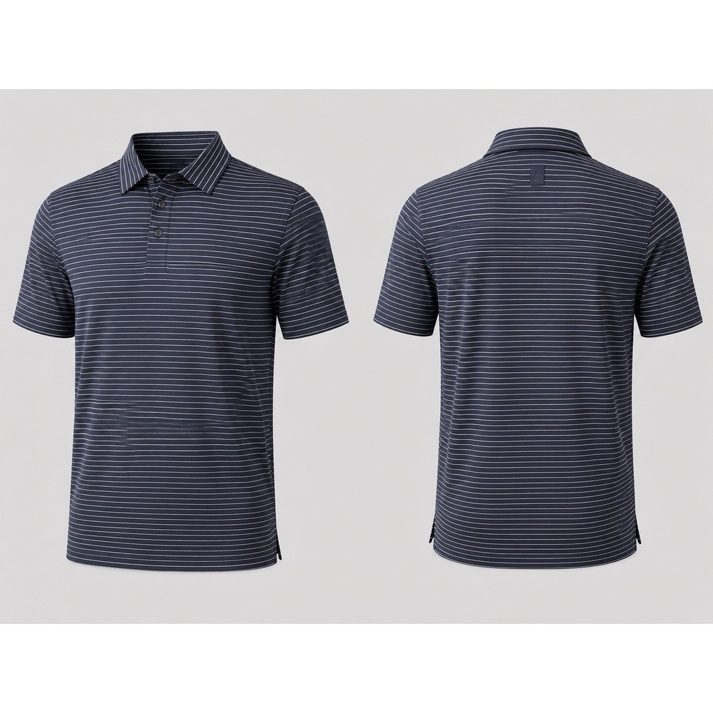 Footjoy FJ Shirt men's XL Polo  Golf Navy White MICROSTRIPE Casual Preppy